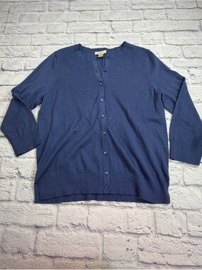 Loft Lightweight Navy Button-Front Women's Cardigan Sweater. Size Large.